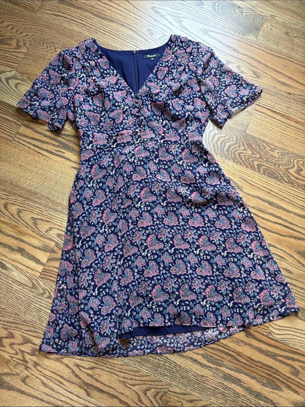 Madewell Navy Mini Dress with Pink Floral Print, 4